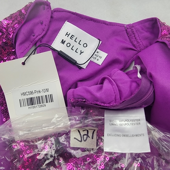 NWT Hello Molly pink sequin bra top crop top sparkles - Picture 7 of 7